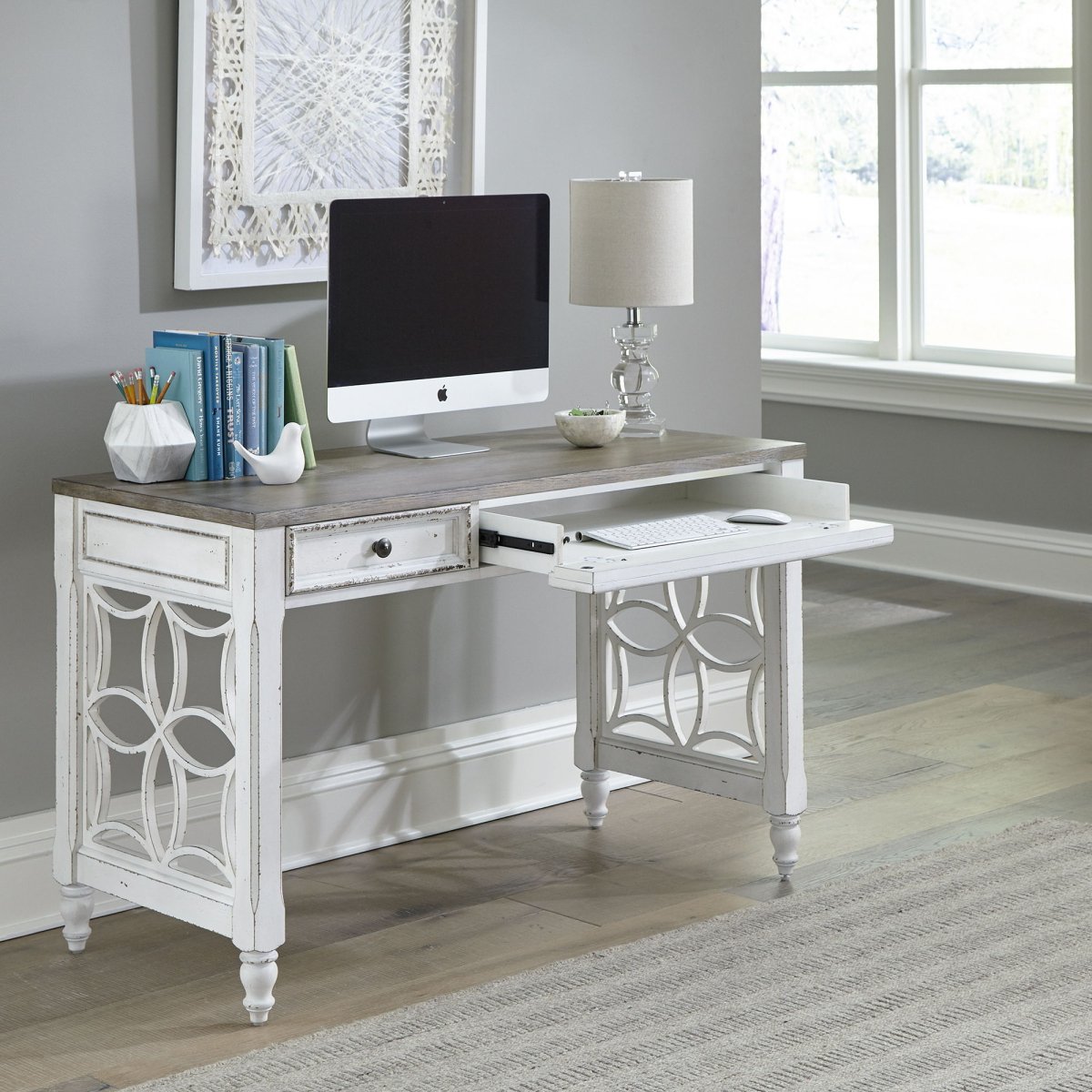 Magnolia Manor - L Writing Desk - White Writing Desks by Liberty Furniture - Walls Furniture & Mattress