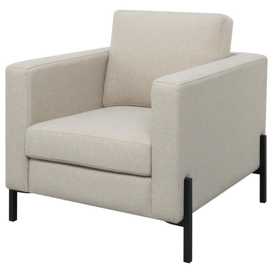 Tilly - Upholstered Track Arm Accent Chair - Oatmeal Arm Chairs by Coaster Fine Furniture - Walls Furniture & Mattress