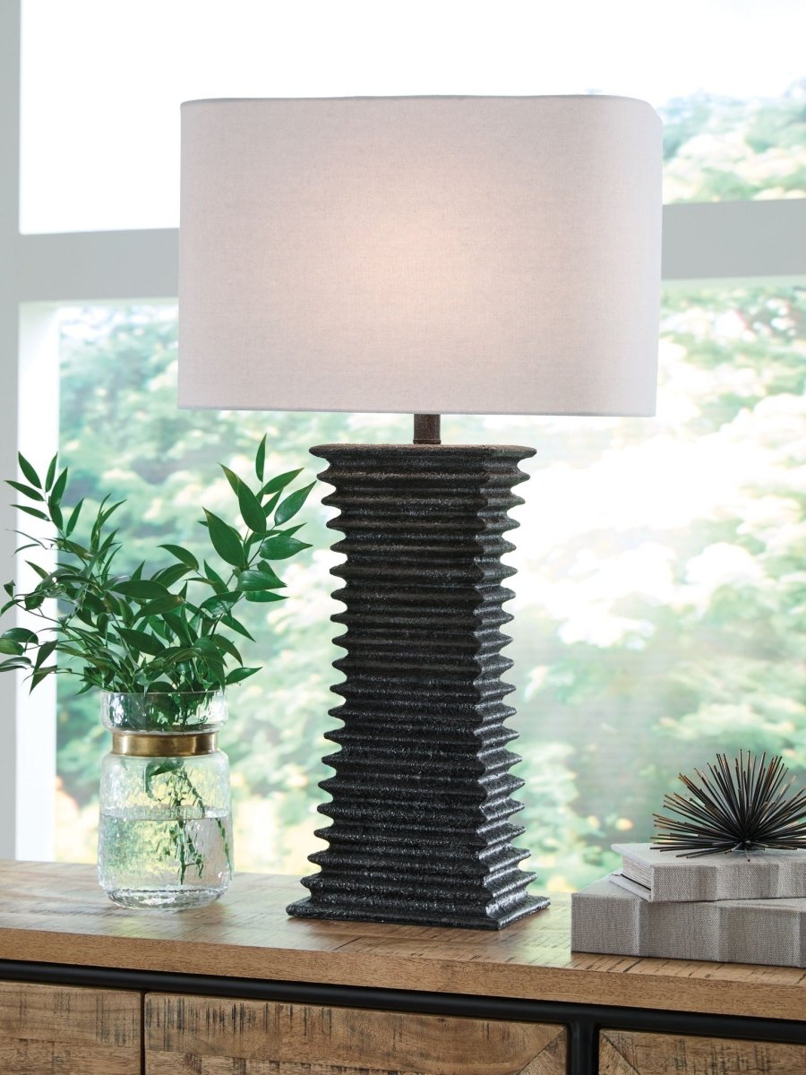 Golzar - Poly Table Lamp - Black Table Lamps by Signature Design by Ashley® - Walls Furniture & Mattress