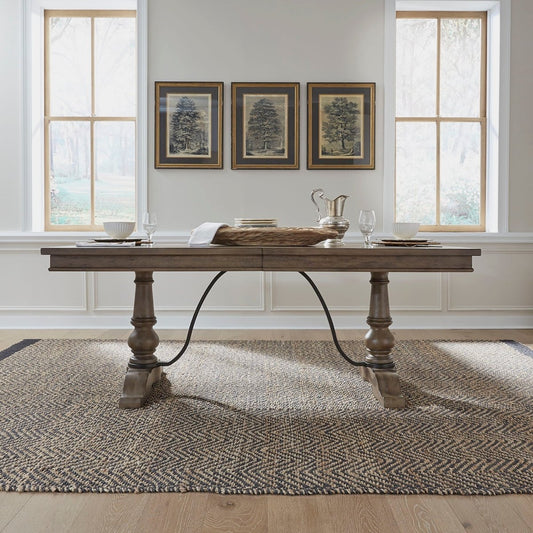 Americana Farmhouse - Trestle Table - Dark Brown Dining Tables by Liberty Furniture - Walls Furniture & Mattress