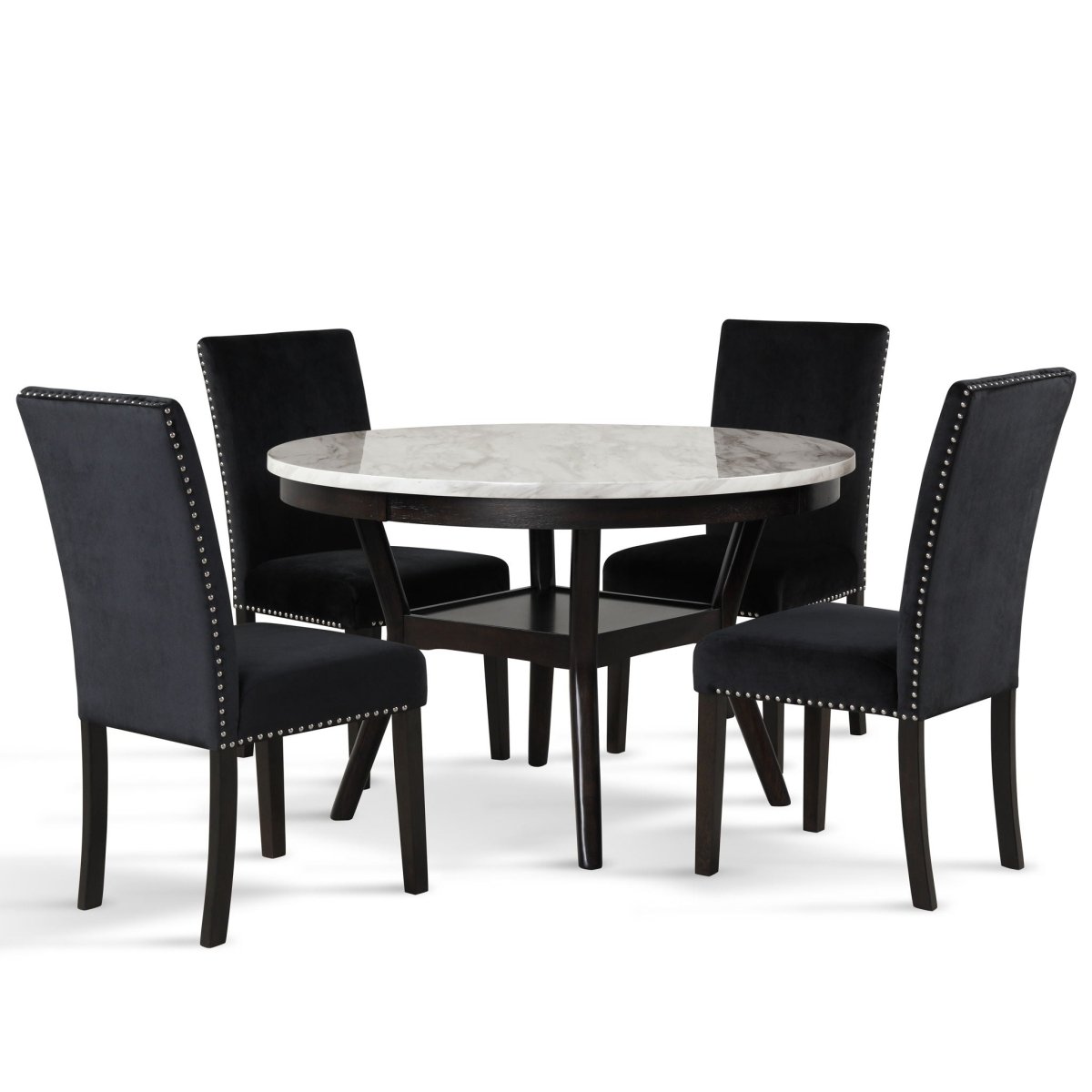 Celeste - Round Dining Table & 4 Chairs - Black 5 Piece Dining Room Sets by New Classic - Walls Furniture & Mattress