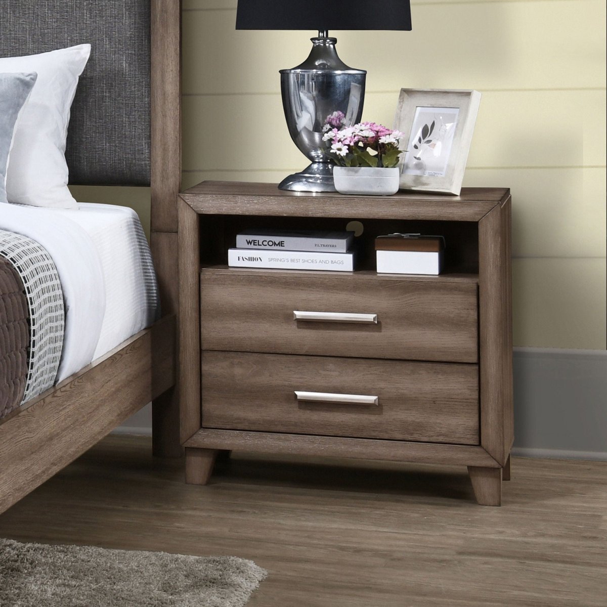 Harrisburg - 2 Drawer Nightstand - Walnut Accent Nightstands by New Classic - Walls Furniture & Mattress
