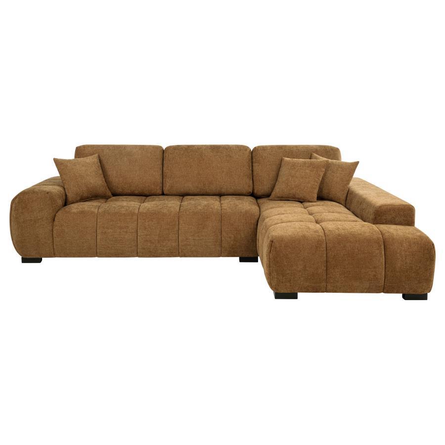Octavia - Fabric Upholstered Sectional Chaise Sofa Stationary Sectionals by Coaster Fine Furniture - Walls Furniture & Mattress