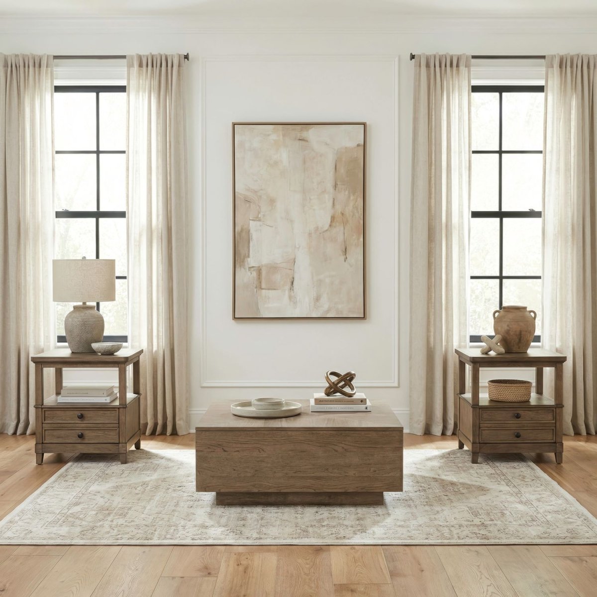 Artisan Home - Opt 3 Piece Set (Cocktail Table & Two 2 Drawer End Tables) - Sienna Stone Table Sets by Liberty Furniture - Walls Furniture & Mattress