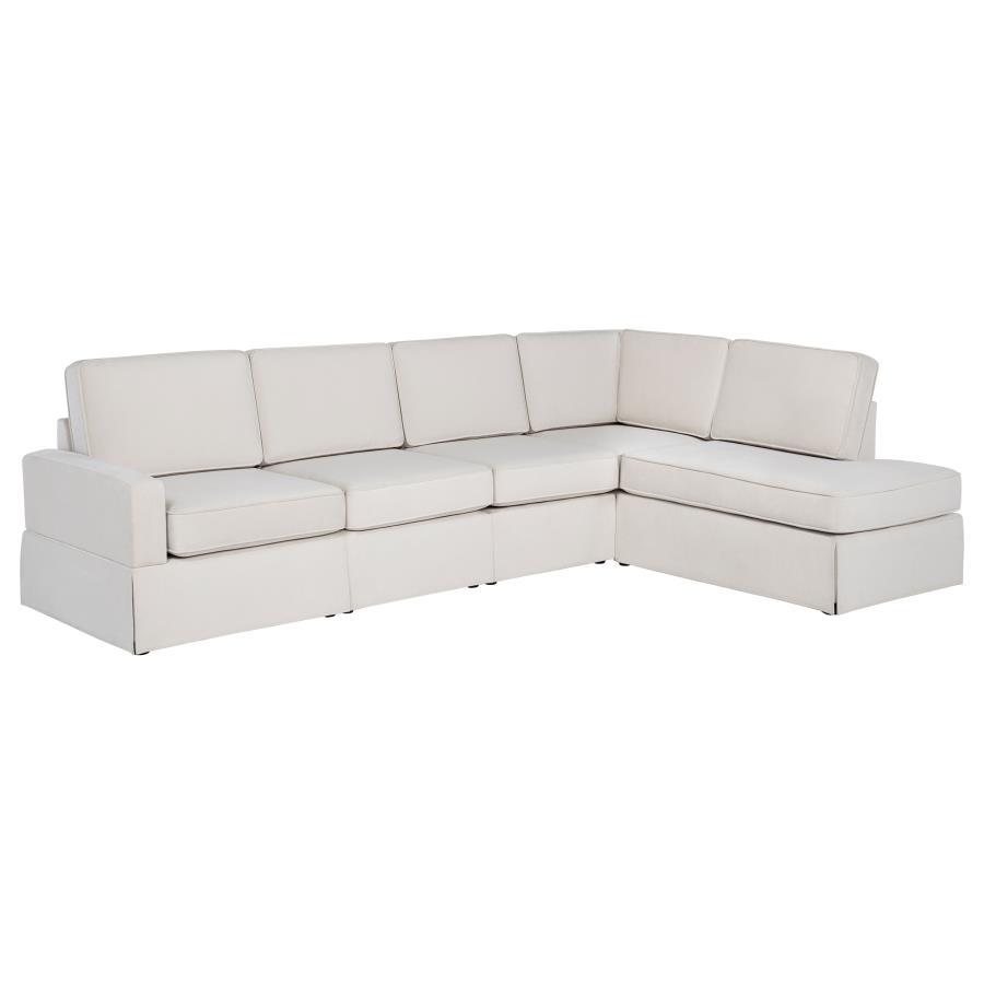 Delmar - Velvet Upholstered Sectional Sofa Skirted Base - Latte Stationary Sectionals by Coaster Fine Furniture - Walls Furniture & Mattress