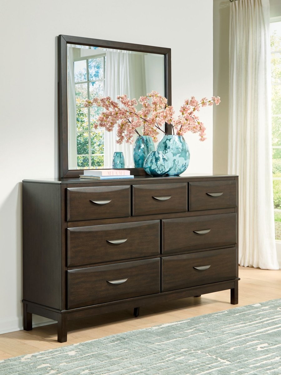 Vanmore - Dresser And Mirror - Dark Brown Dresser & Mirror by Signature Design by Ashley® - Walls Furniture & Mattress
