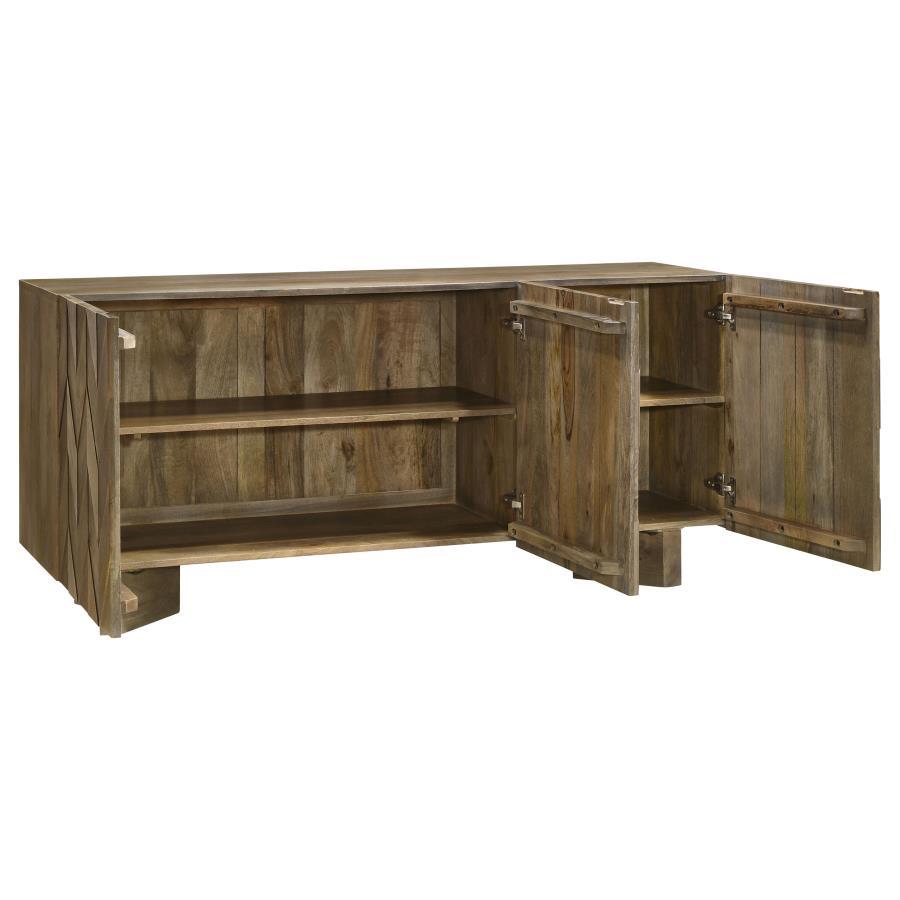 Tyler - 3 Door Solid Wood Sideboard Buffet Cabinet - Mango Brown Buffets by Coaster Fine Furniture - Walls Furniture & Mattress