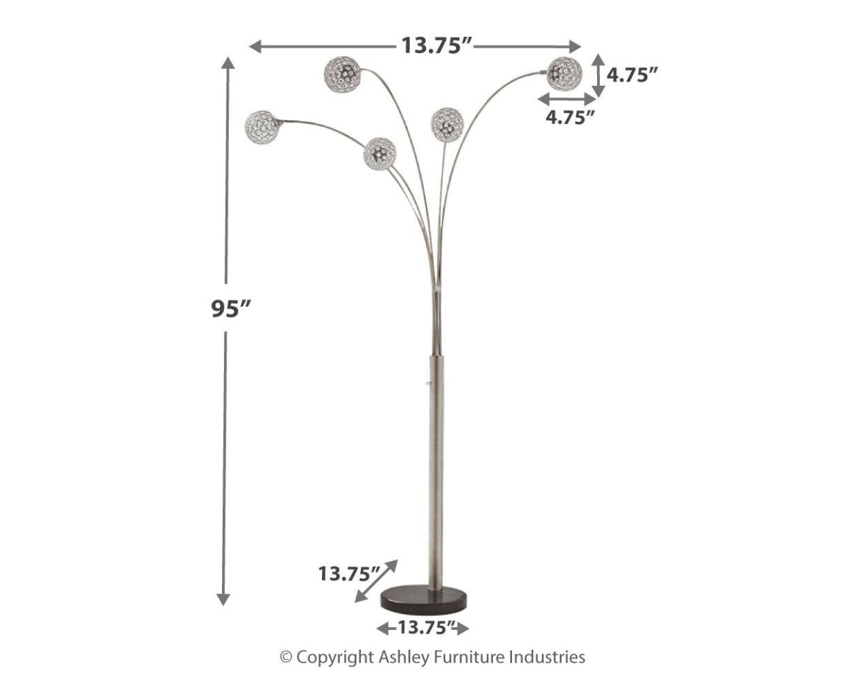 Winter - Metal Arc Lamp - Silver Finish Floor Lamps by Signature Design by Ashley® - Walls Furniture & Mattress