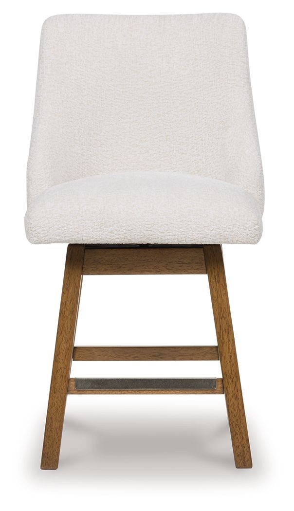 Cabalynn - Oatmeal / Light Brown - Upholstered Swivel Barstool (Set of 2) Stool Sets by Signature Design by Ashley® - Walls Furniture & Mattress