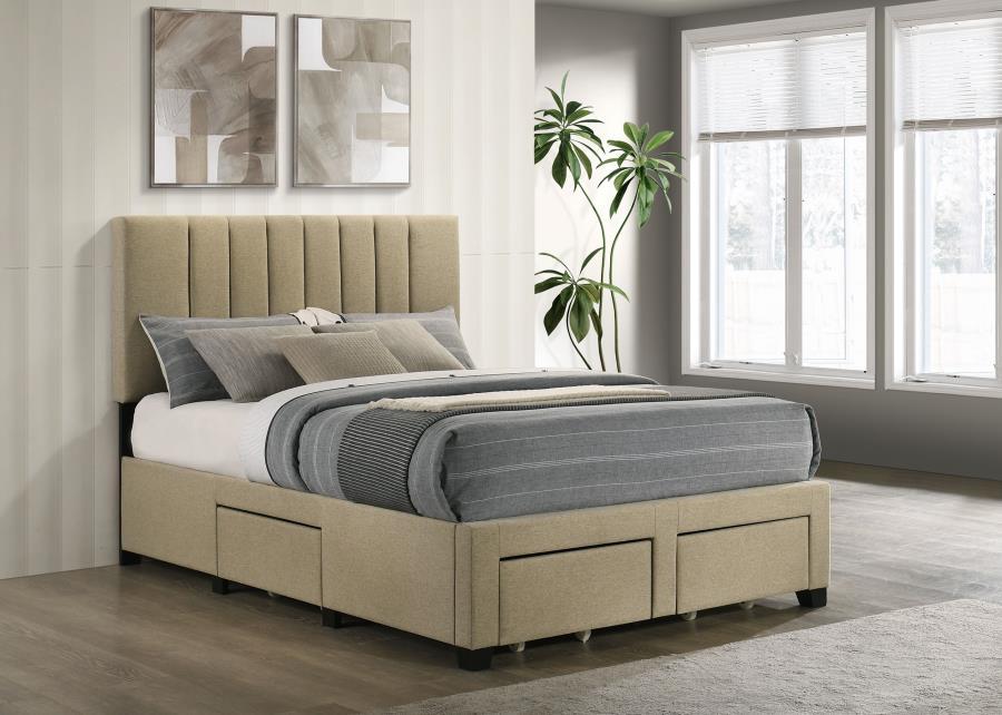 Wheatland - 4 - Drawer Upholstered Storage Bed Storage Beds by Coaster Fine Furniture - Walls Furniture & Mattress