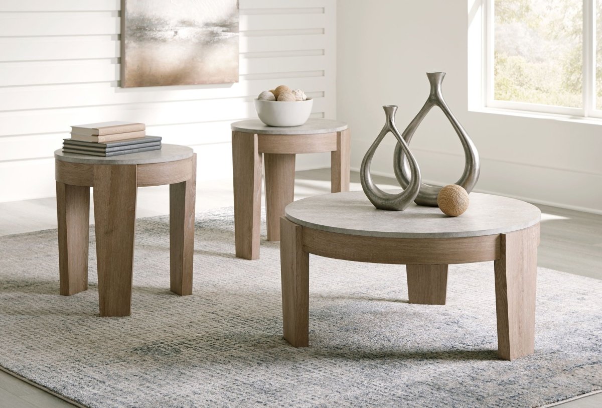 Guystone - Occasional Table Set (Set of 3) - Light Brown Table Sets by Signature Design by Ashley® - Walls Furniture & Mattress