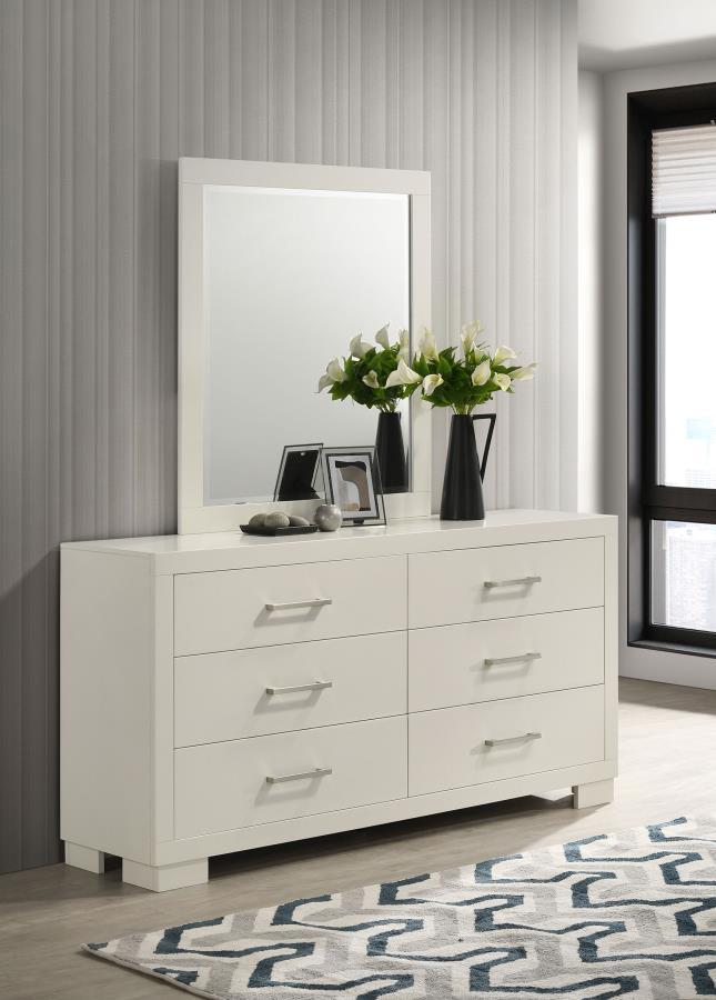 Jessica - 6 - Drawer Dresser With Mirror Dresser & Mirror by CoasterEssence - Walls Furniture & Mattress