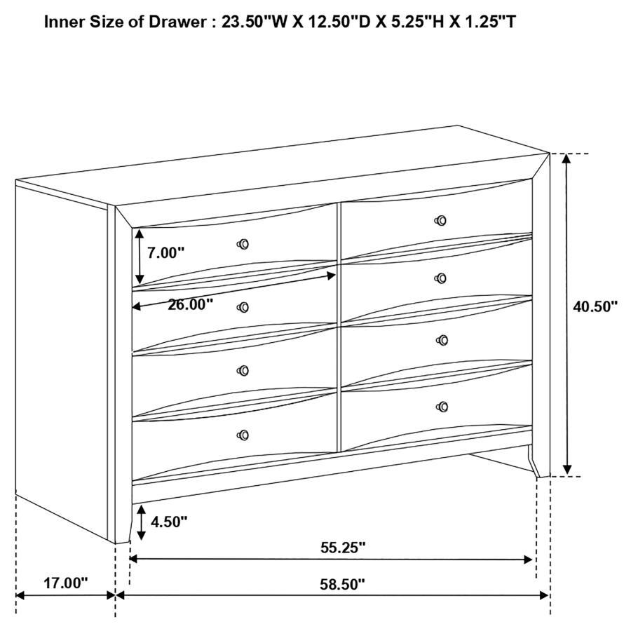 Briana - 8 - Drawer Dresser Dressers by CoasterEssence - Walls Furniture & Mattress