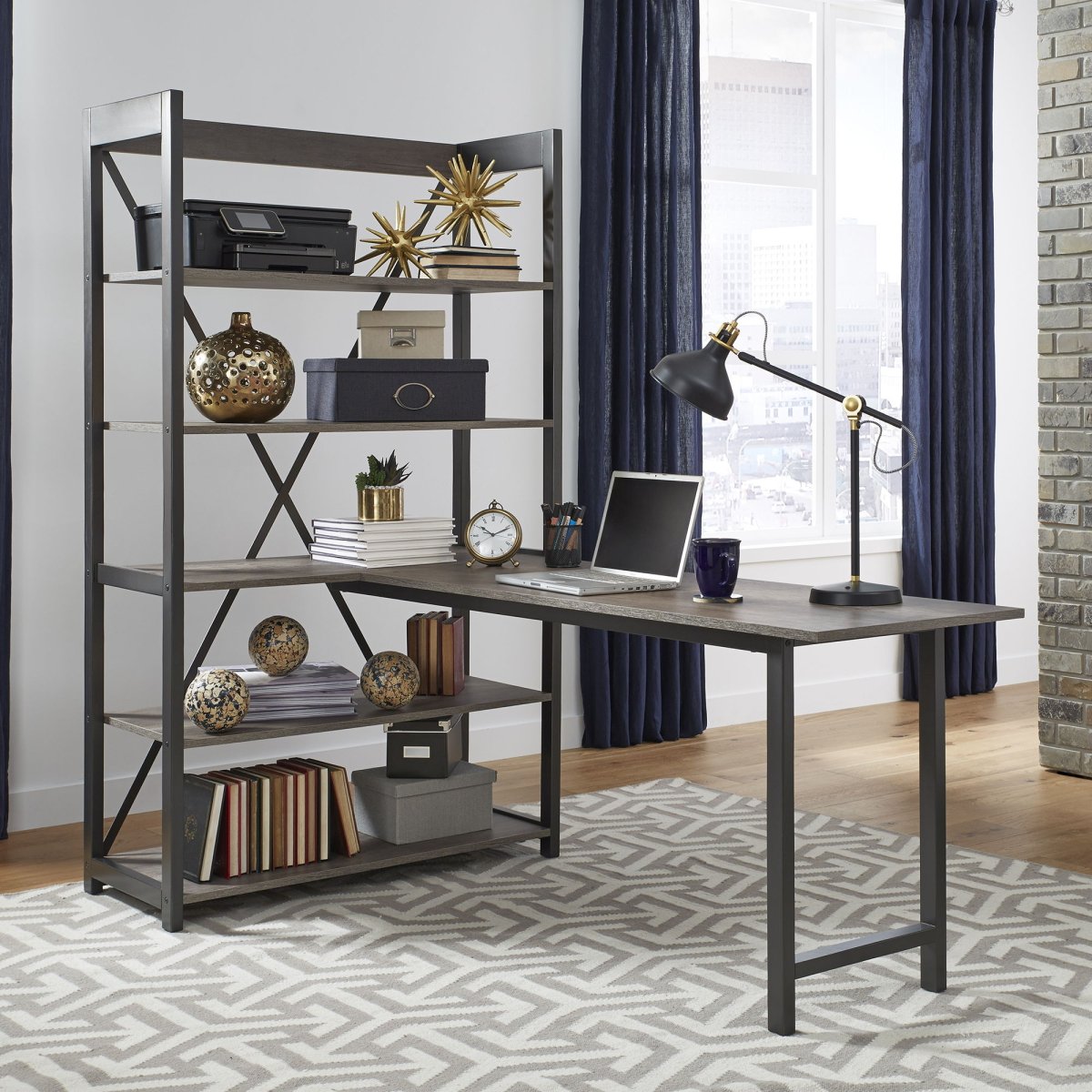 Tanners Creek - 2 Piece Home Office Set (Desk And Bookcase) - Dark Gray 2 Piece Home Office Sets by Liberty Furniture - Walls Furniture & Mattress