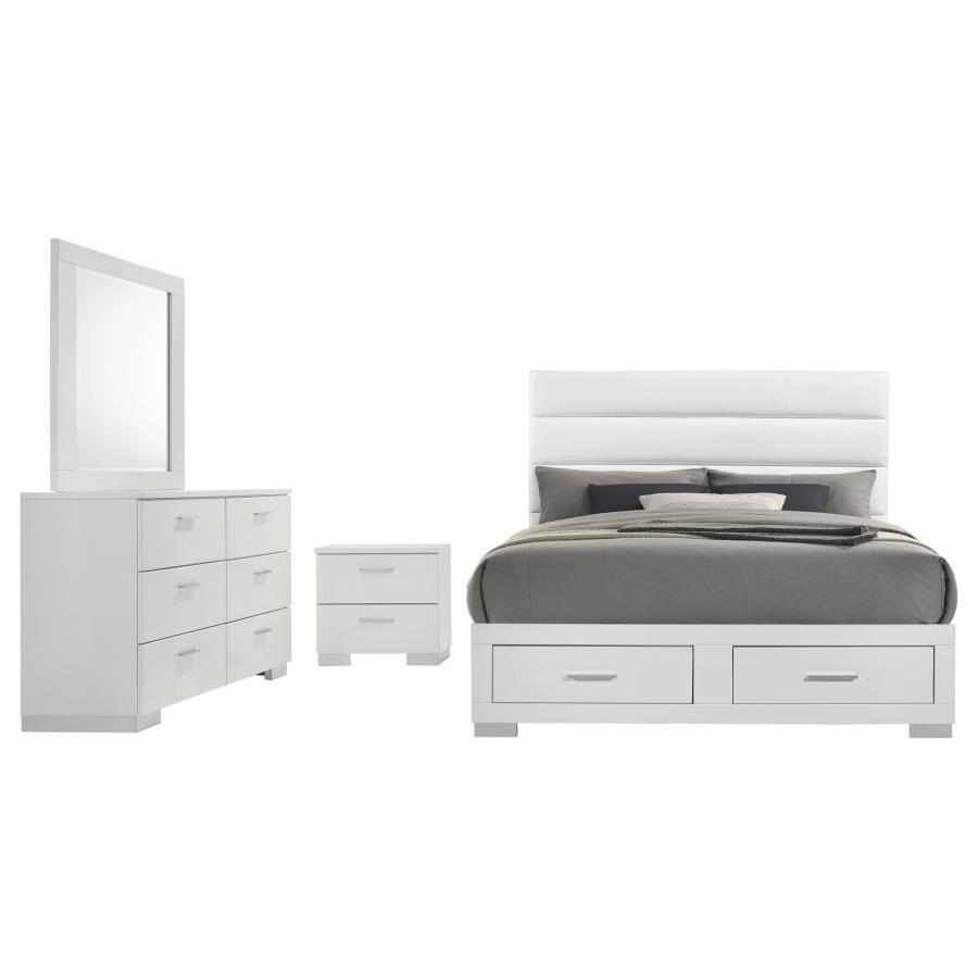 Felicity - Storage Bedroom Set - White 4 Piece Bedroom Sets by Coaster Fine Furniture - Walls Furniture & Mattress