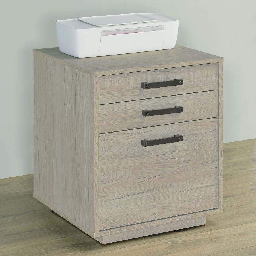 Loomis - 3 - Drawer Home Office File Cabinet - Whitewashed Gray Filing Cabinets by CoasterEssence - Walls Furniture & Mattress