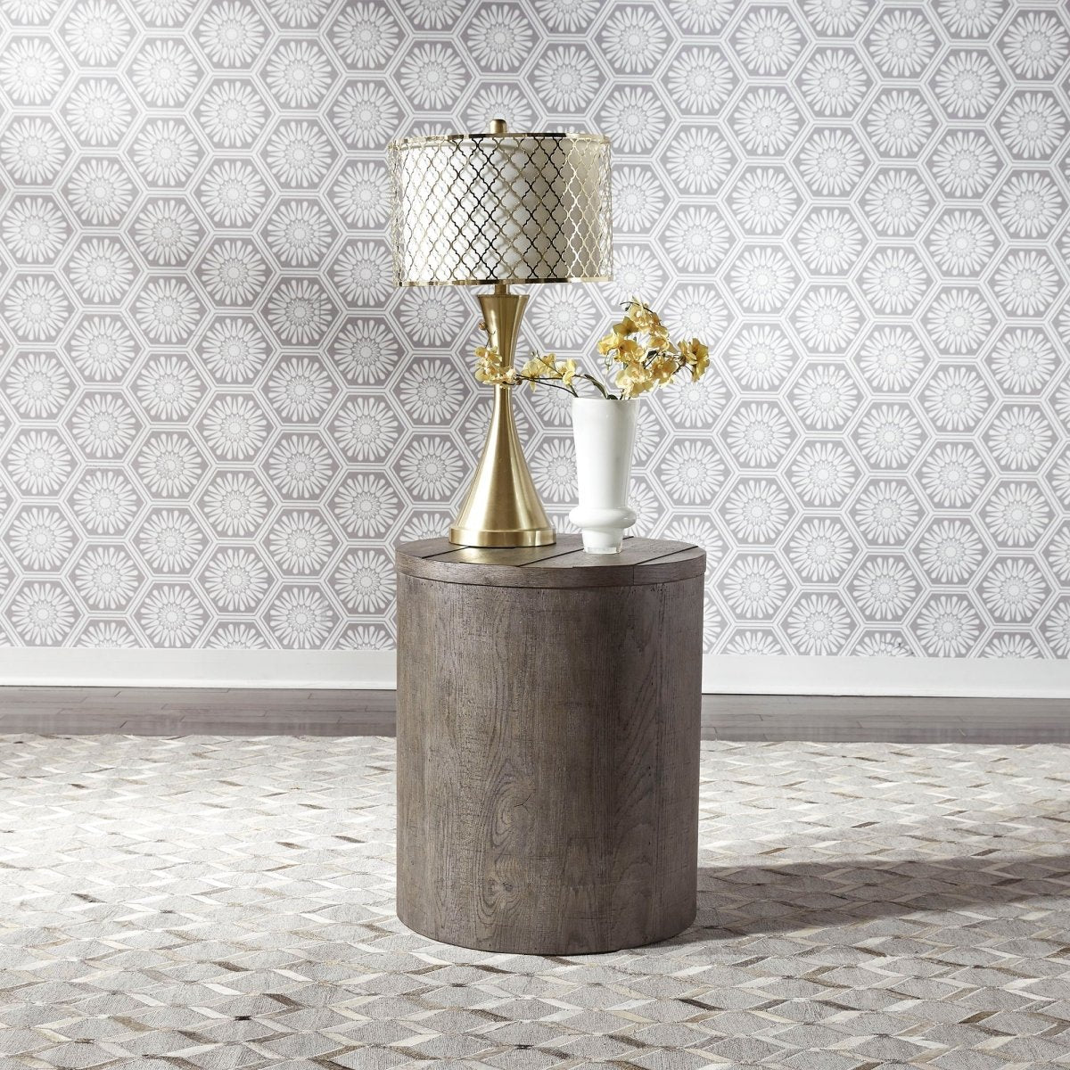 Modern Farmhouse - Drum End Table End Tables by Liberty Furniture - Walls Furniture & Mattress