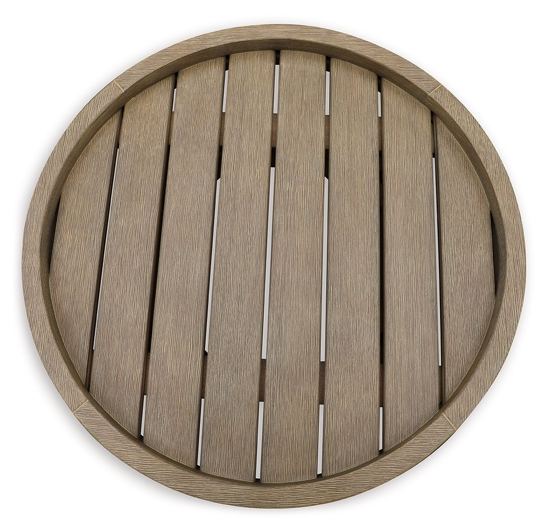 Marina Sun - Round End Table - Beige End Tables by Signature Design by Ashley® - Walls Furniture & Mattress