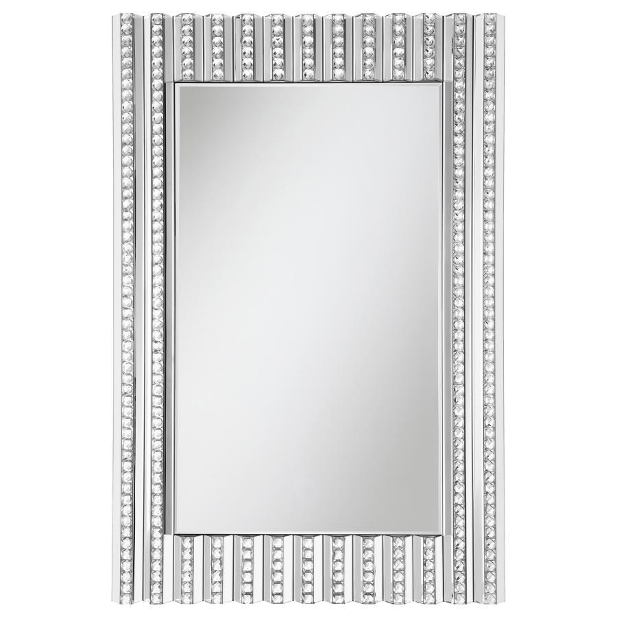 Aideen - Acrylic Crystal Wall Mirror - Silver Wall Mirrors by CoasterElevations - Walls Furniture & Mattress