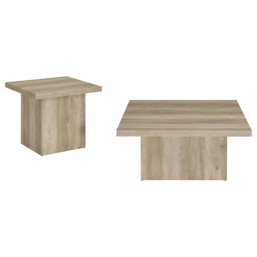 Devar - Square Coffee End Table Set - Distressed Pine Table Sets by Coaster Fine Furniture - Walls Furniture & Mattress