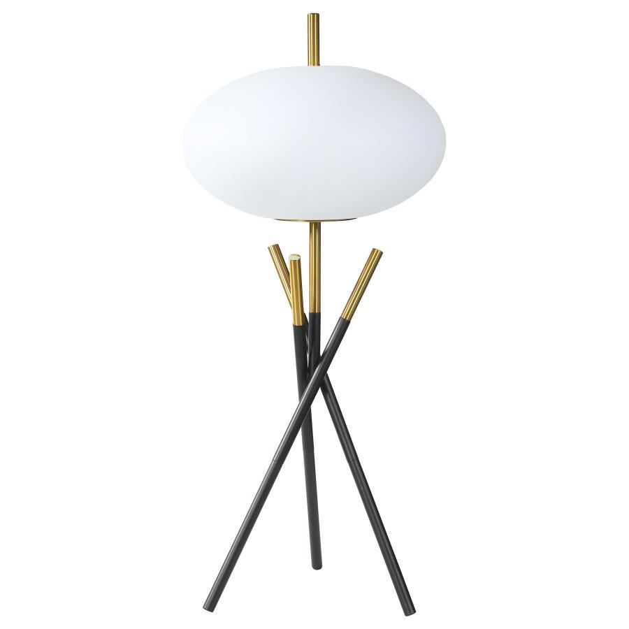 Layton - White Orb Shade Tripod Table Lamp - Black Table Lamps by Coaster Fine Furniture - Walls Furniture & Mattress