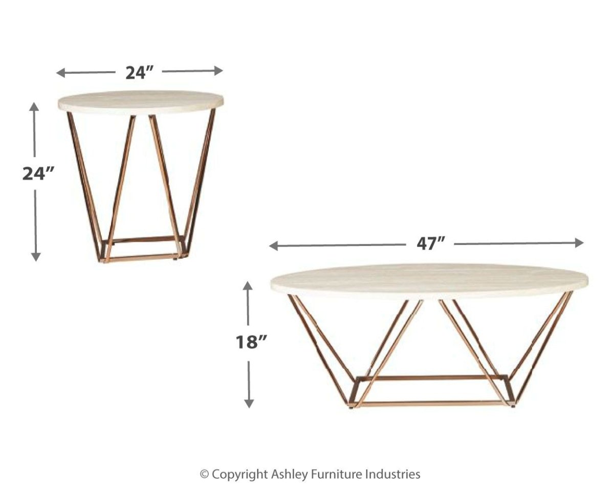 Tarica - Occasional Table Set (Set of 3) - White / Metallic Table Sets by Signature Design by Ashley® - Walls Furniture & Mattress