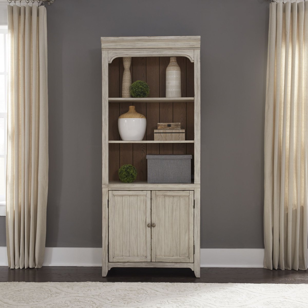 Farmhouse Reimagined - Bookcase - White Standard Bookcases by Liberty Furniture - Walls Furniture & Mattress