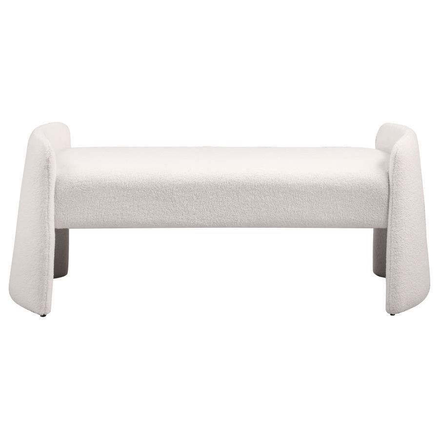 Peoria - Velvet Upholstered Accent Bench - Ivory Upholstered Benches by Coaster Fine Furniture - Walls Furniture & Mattress