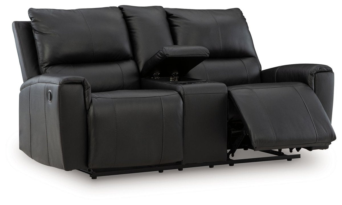 Glossmore - Reclining Loveseat With Console - Black Reclining Loveseats by Signature Design by Ashley® - Walls Furniture & Mattress