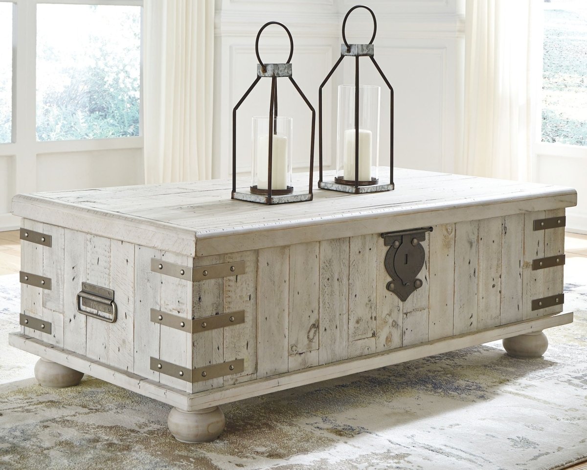 Carynhurst - Lift Top Cocktail Table - White Wash Gray Cocktail Tables by Signature Design by Ashley® - Walls Furniture & Mattress