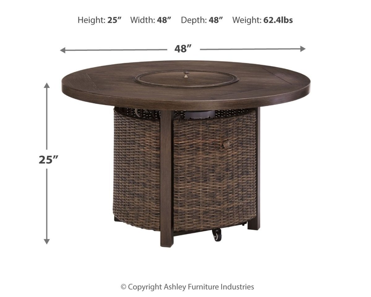 Paradise Trail - Round Fire Pit Table - Medium Brown Fire Pits by Signature Design by Ashley® - Walls Furniture & Mattress