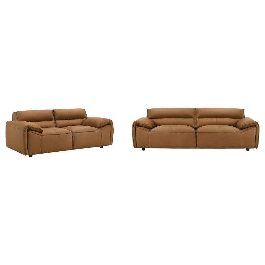Buxton - Leather Upholstered Sofa Set Stationary Sofas & Loveseats by Coaster Fine Furniture - Walls Furniture & Mattress