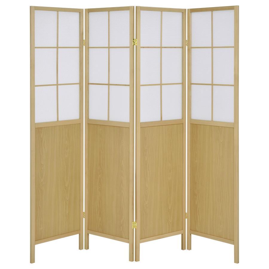 Edwards - 4 - Panel Room Divider Folding Shoji Screen - Natural Room Dividers by Coaster Fine Furniture - Walls Furniture & Mattress