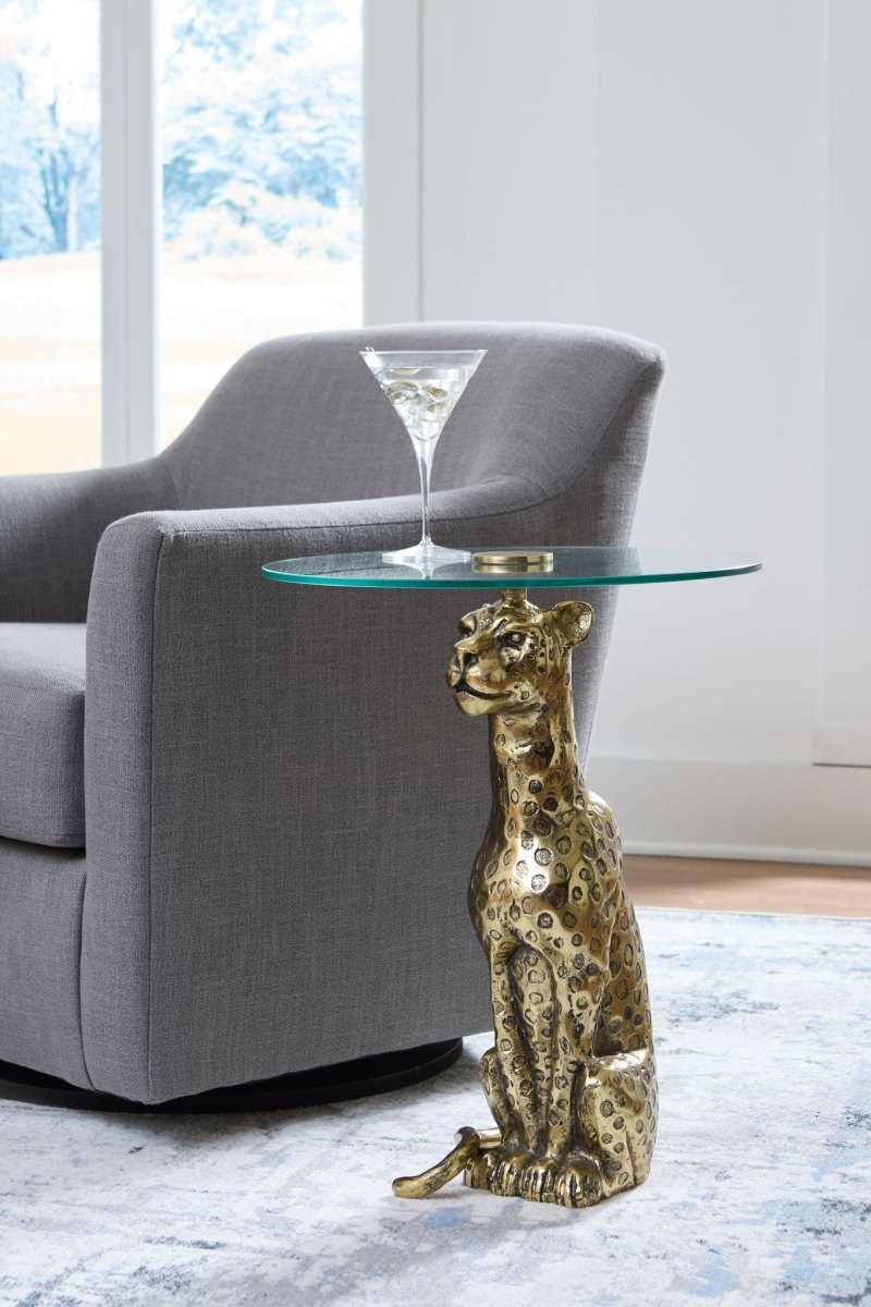 Vallain - Accent Table - Antique Gold Finish Accent Tables by Signature Design by Ashley® - Walls Furniture & Mattress