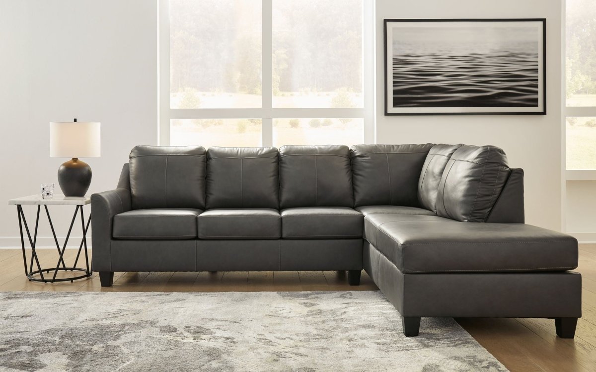 Valderno - 2 - Piece Sectional With Raf Corner Chaise - Fog Stationary Sectionals by Signature Design by Ashley® - Walls Furniture & Mattress