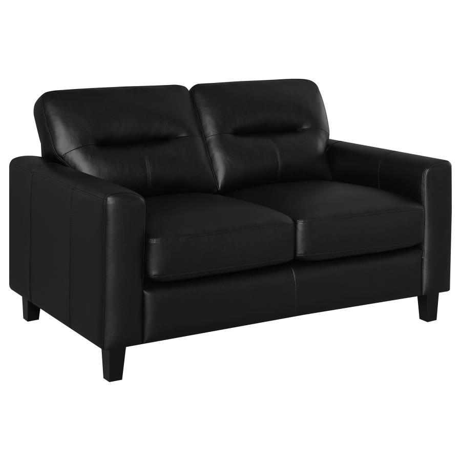 Scotland - Faux Leather Upholstered Track Arm Loveseat Stationary Loveseats by Coaster Fine Furniture - Walls Furniture & Mattress
