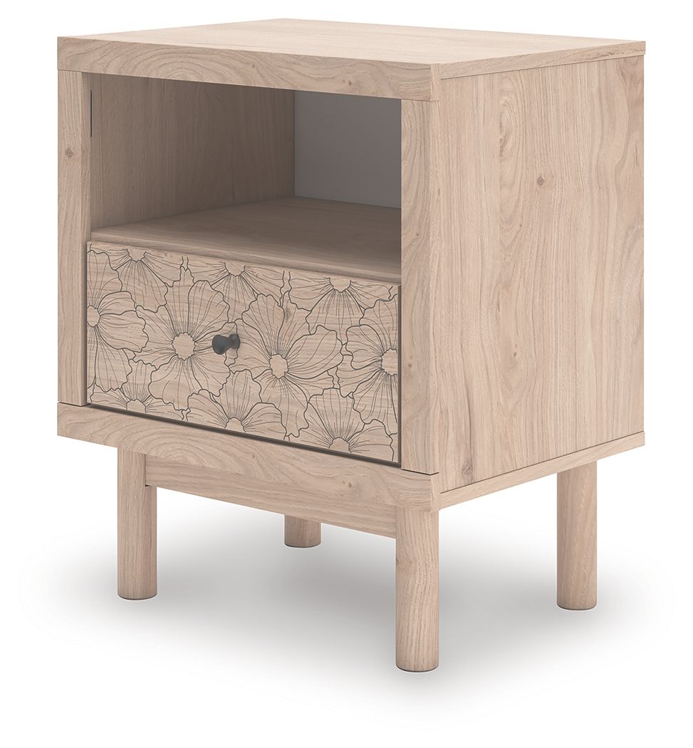Arloster - One Drawer Night Stand - Tan Nightstands w/ Charging Stations by Signature Design by Ashley® - Walls Furniture & Mattress