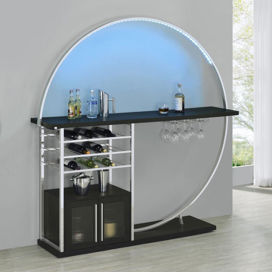 Risley - 2 - Door Circular LED Home Bar With Wine Storage Home Bars by Coaster Fine Furniture - Walls Furniture & Mattress