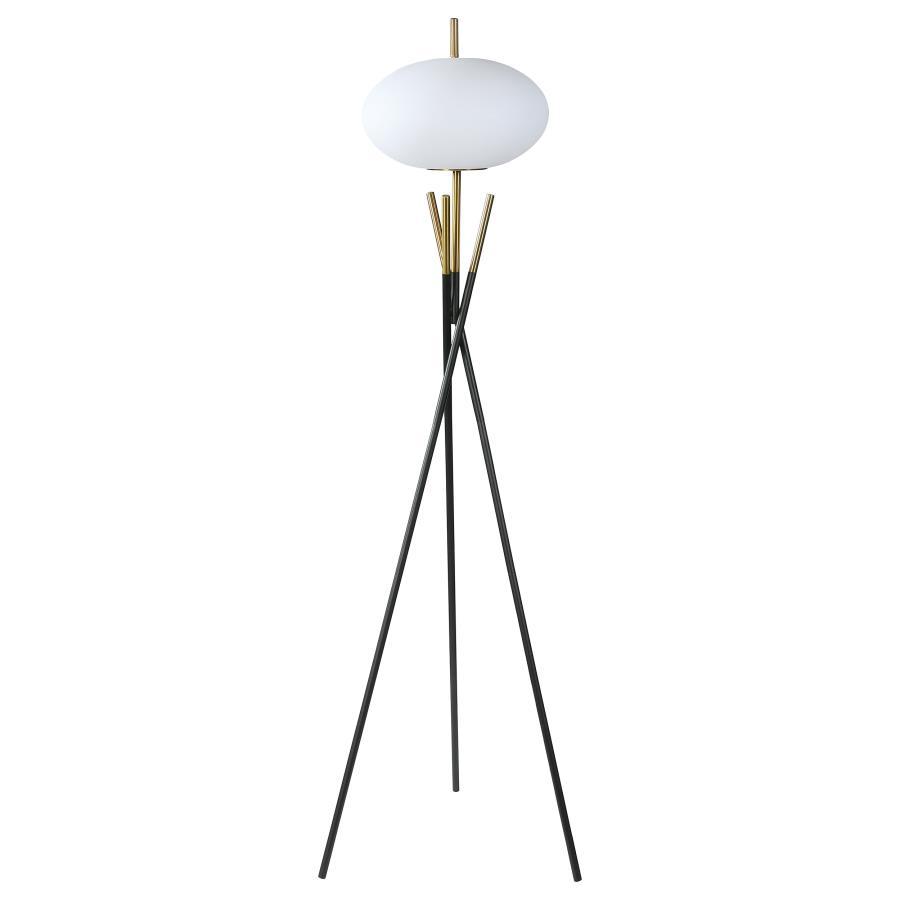 Layton - White Orb Shade Tripod Floor Lamp - Black Floor Lamps by Coaster Fine Furniture - Walls Furniture & Mattress