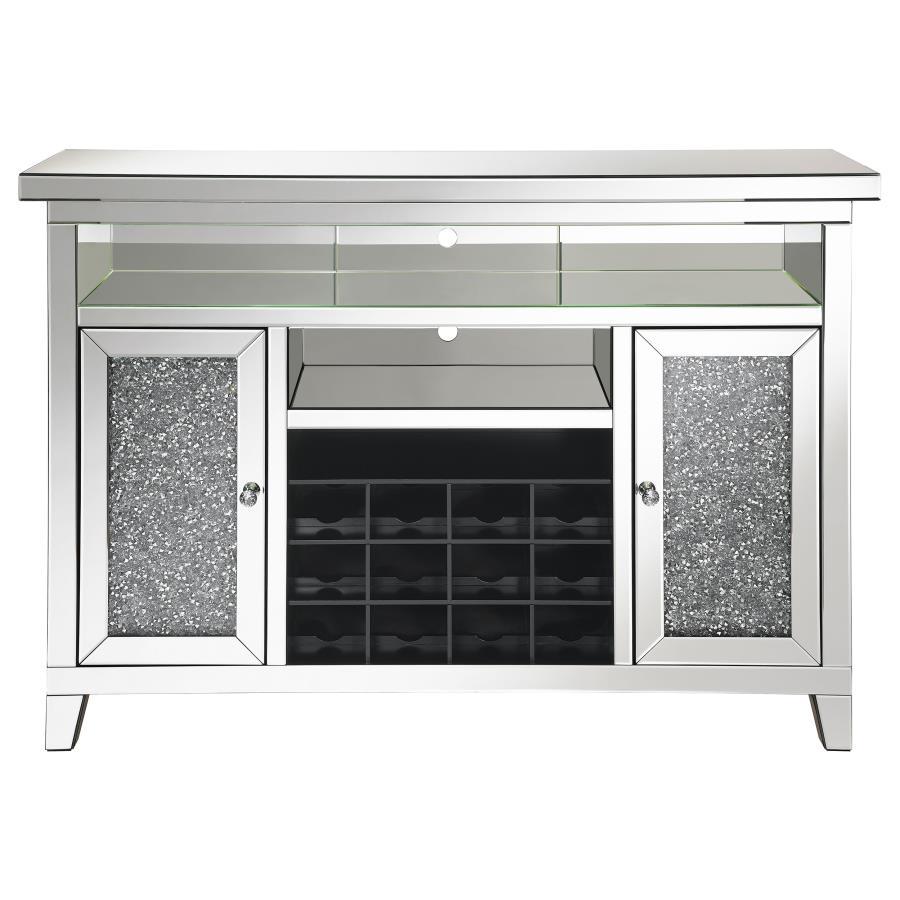 Melinda - 2 - Door LED Mirrored Wine Storage Bar Cabinet - Silver Wine Cabinets by CoasterElevations - Walls Furniture & Mattress