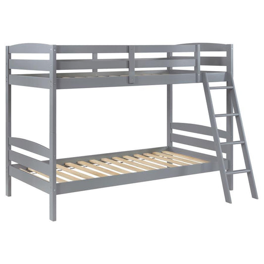 Rhea - Wood Twin Over Twin Bunk Bed - Gray Bunk Beds by Coaster Fine Furniture - Walls Furniture & Mattress