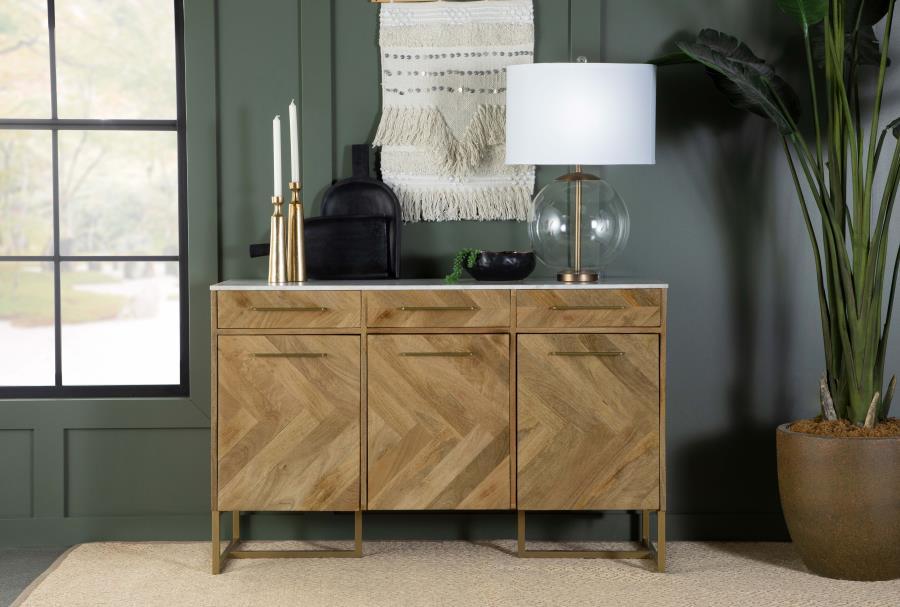 Keaton - Marble Top Herringbone Accent Cabinet Accent Cabinets by CoasterElevations - Walls Furniture & Mattress