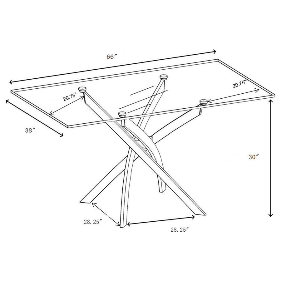 Carmelo - Rectangular Glass Top Dining Table - Chrome Dining Tables by CoasterEveryday - Walls Furniture & Mattress