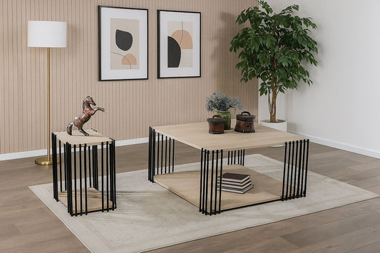 Vertex - Rectangular 3 Piece Occasional Set (1 Coffee & 2 End Tables) - Brown / Black Table Sets by New Classic - Walls Furniture & Mattress