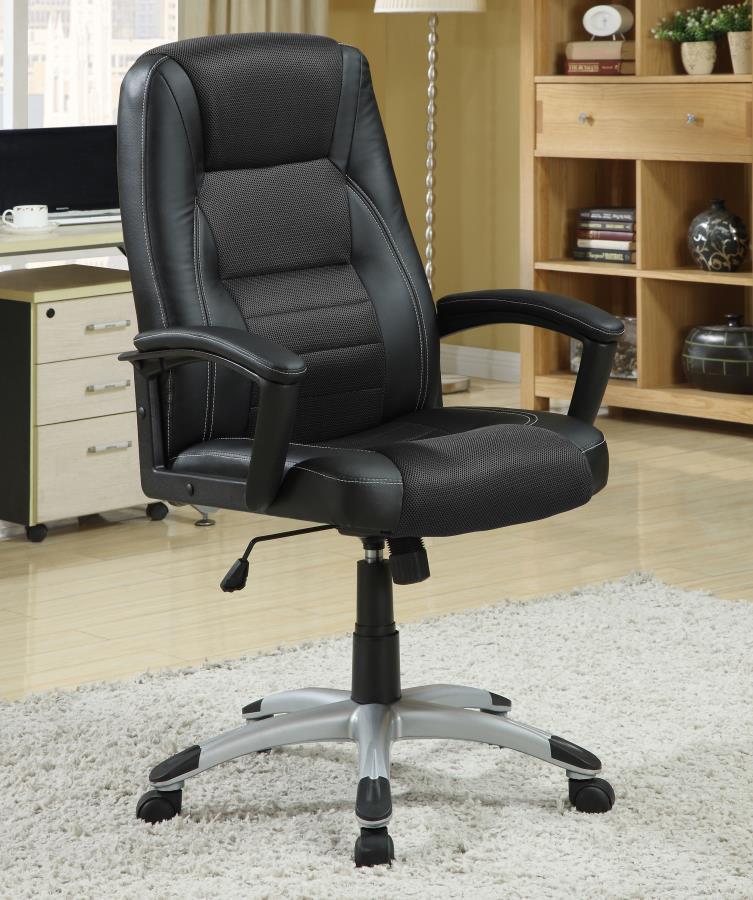Dione - Upholstered Adjustable Home Office Desk Chair - Black Swivel Chairs by CoasterEveryday - Walls Furniture & Mattress