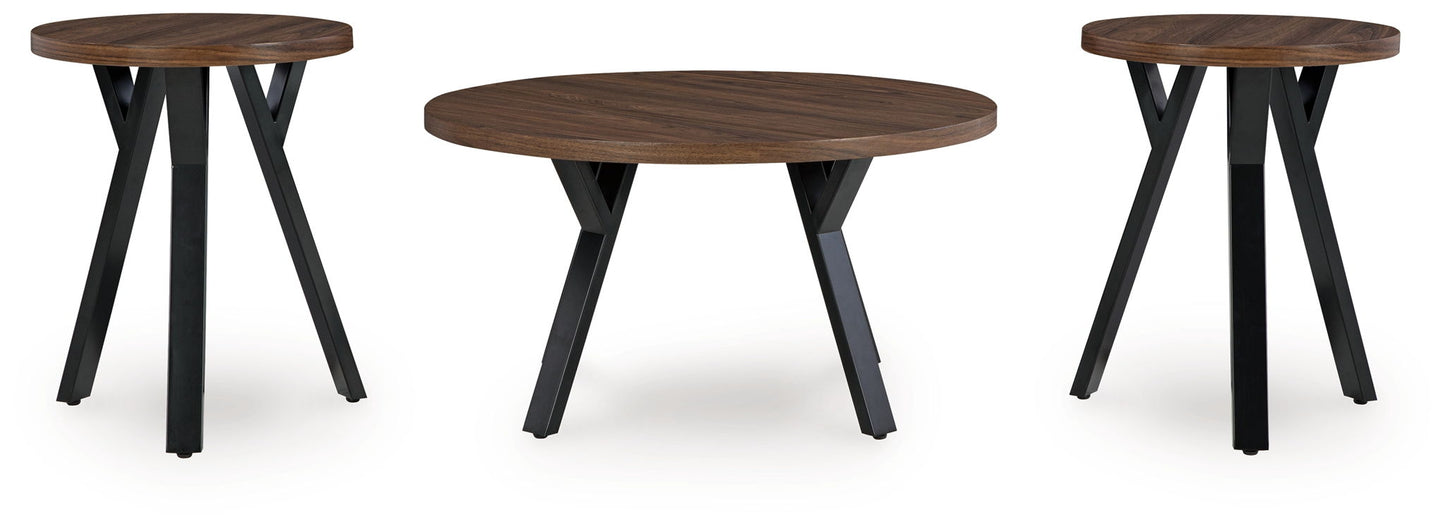 Elbrynn - Occasional Table Set (Set of 3) - Brown / Black