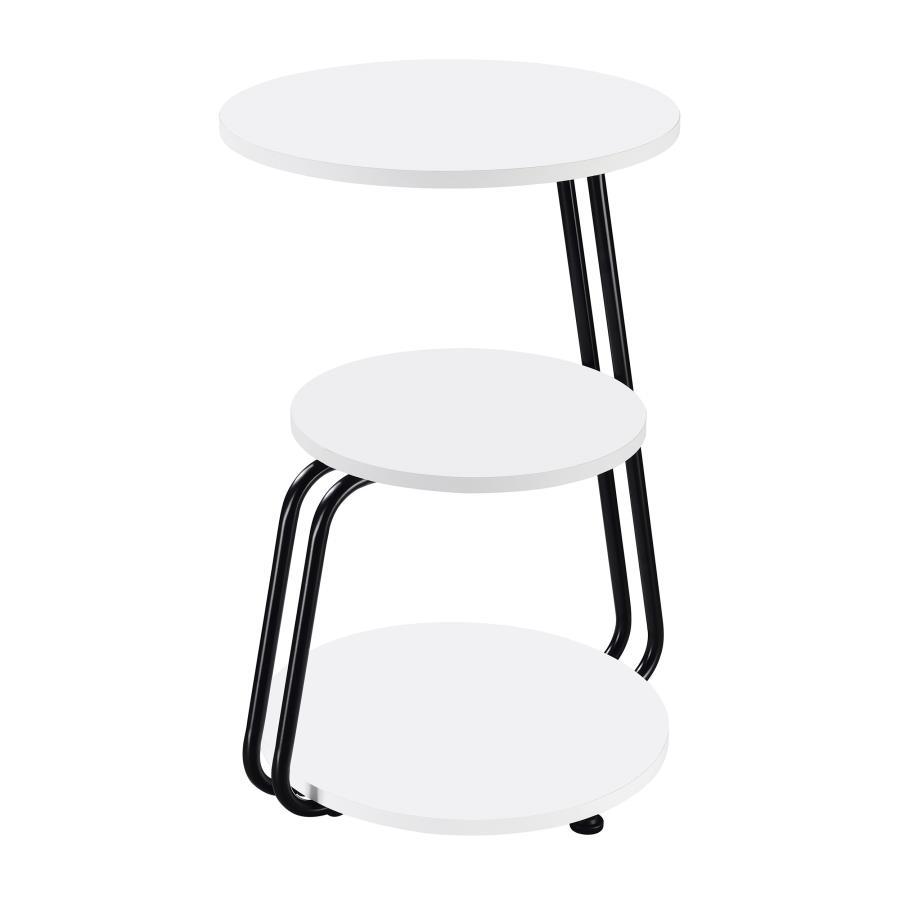 Hilly - 3 - Tier Round Accent Side Table - White And Black Side Tables by Coaster Fine Furniture - Walls Furniture & Mattress