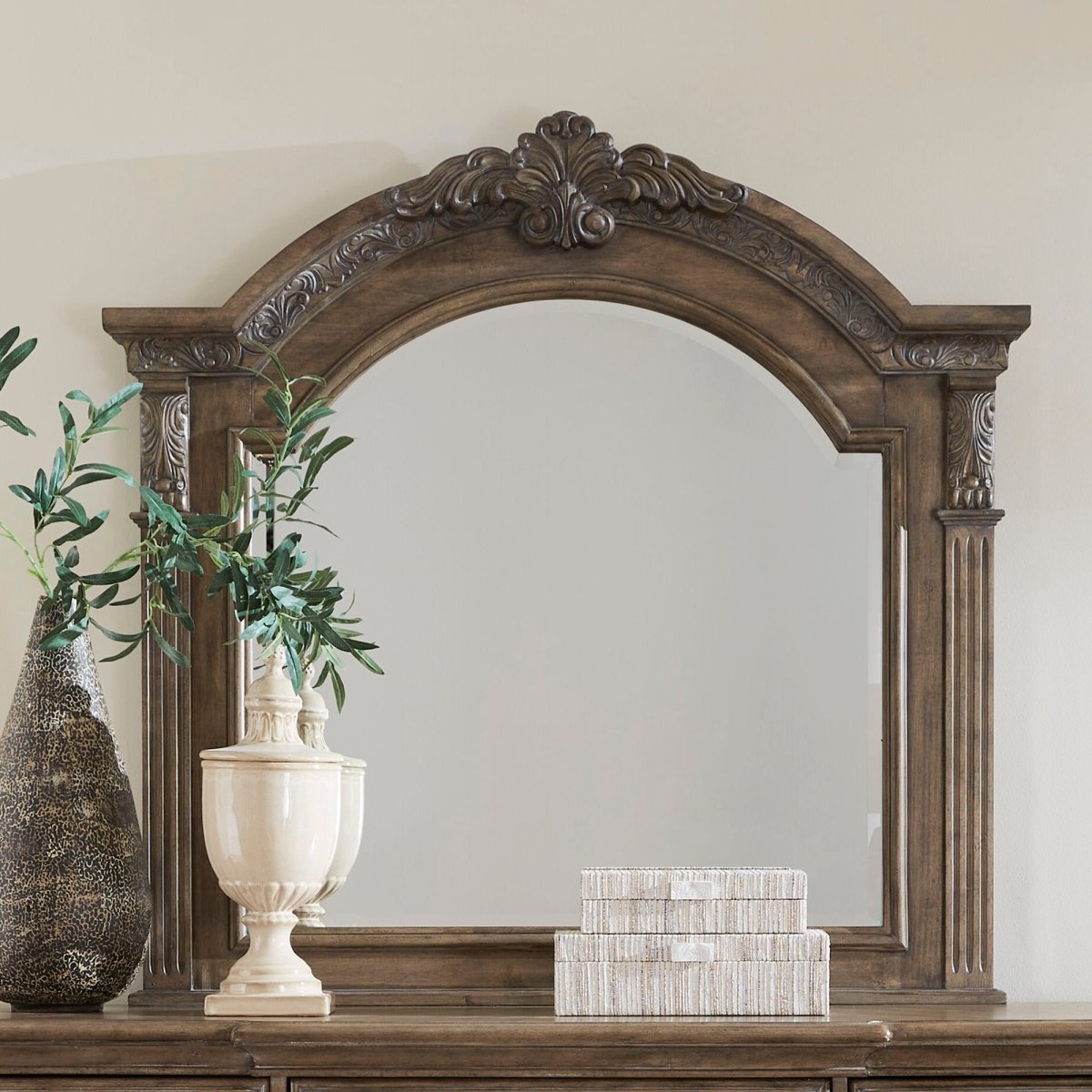Carlisle Court - Arched Mirror - Medium Brown Arched Mirrors by Liberty Furniture - Walls Furniture & Mattress