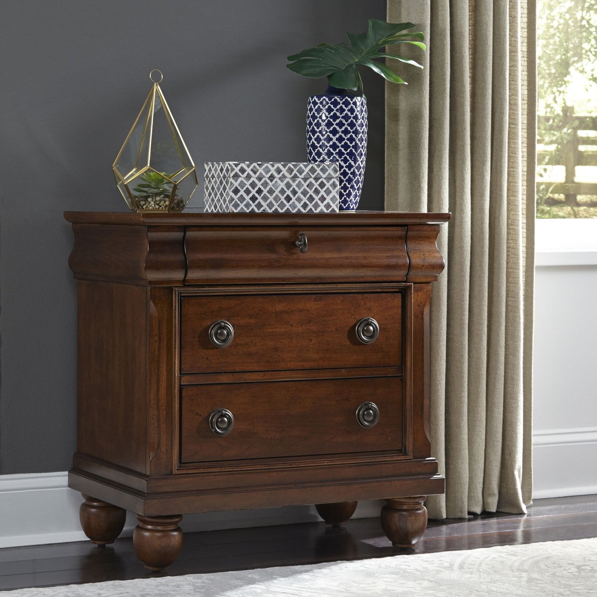 Rustic Traditions - Nightstand - Dark Brown Accent Nightstands by Liberty Furniture - Walls Furniture & Mattress