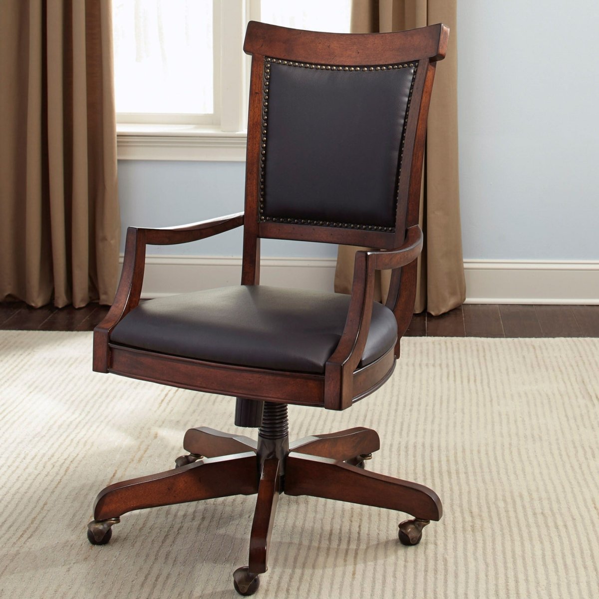 Brayton Manor - Jr Executive Desk Chair - Dark Brown Swivel Chairs by Liberty Furniture - Walls Furniture & Mattress
